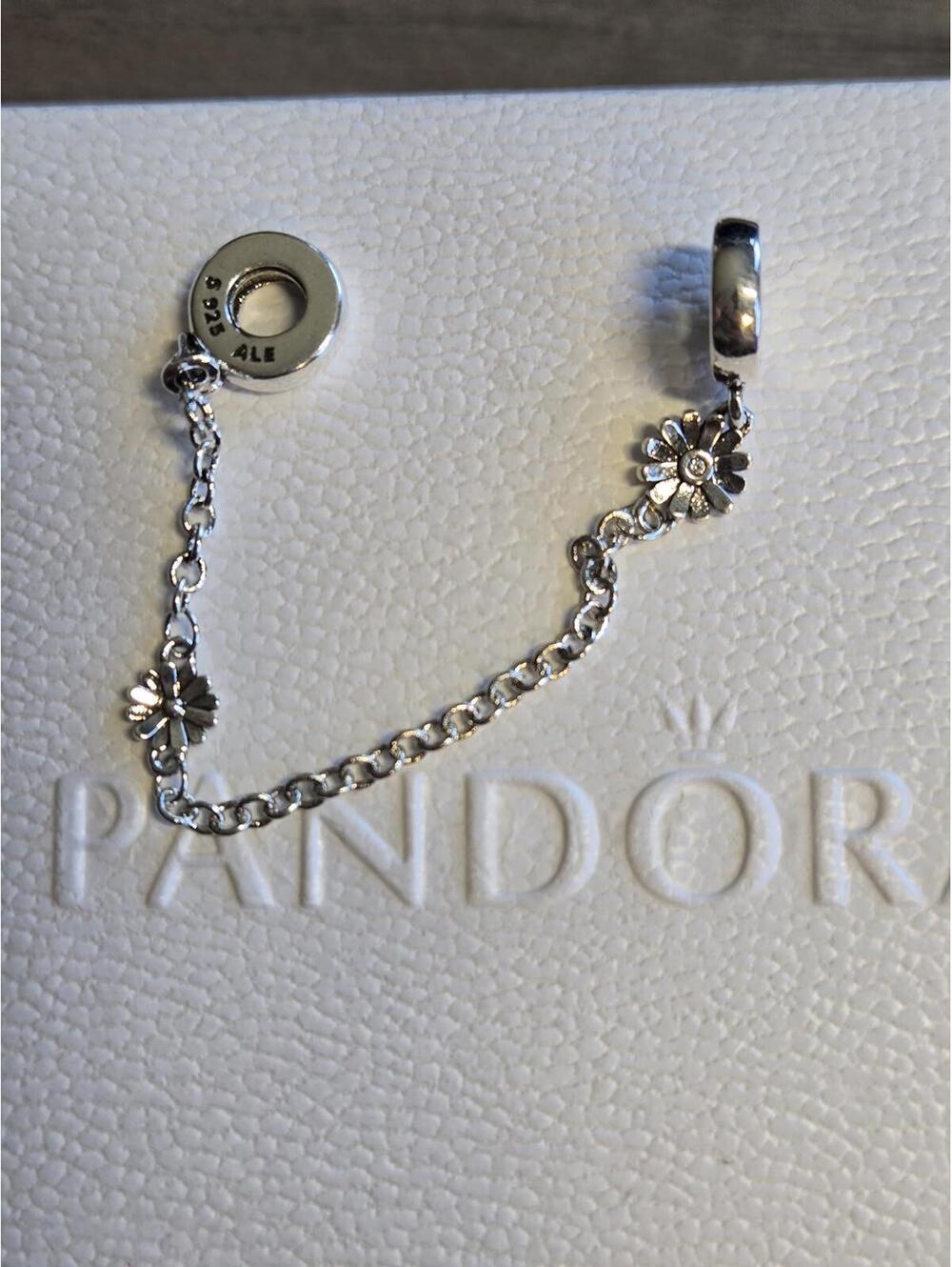 Pandora Sterling Silver Safety Chain with Flower Accents